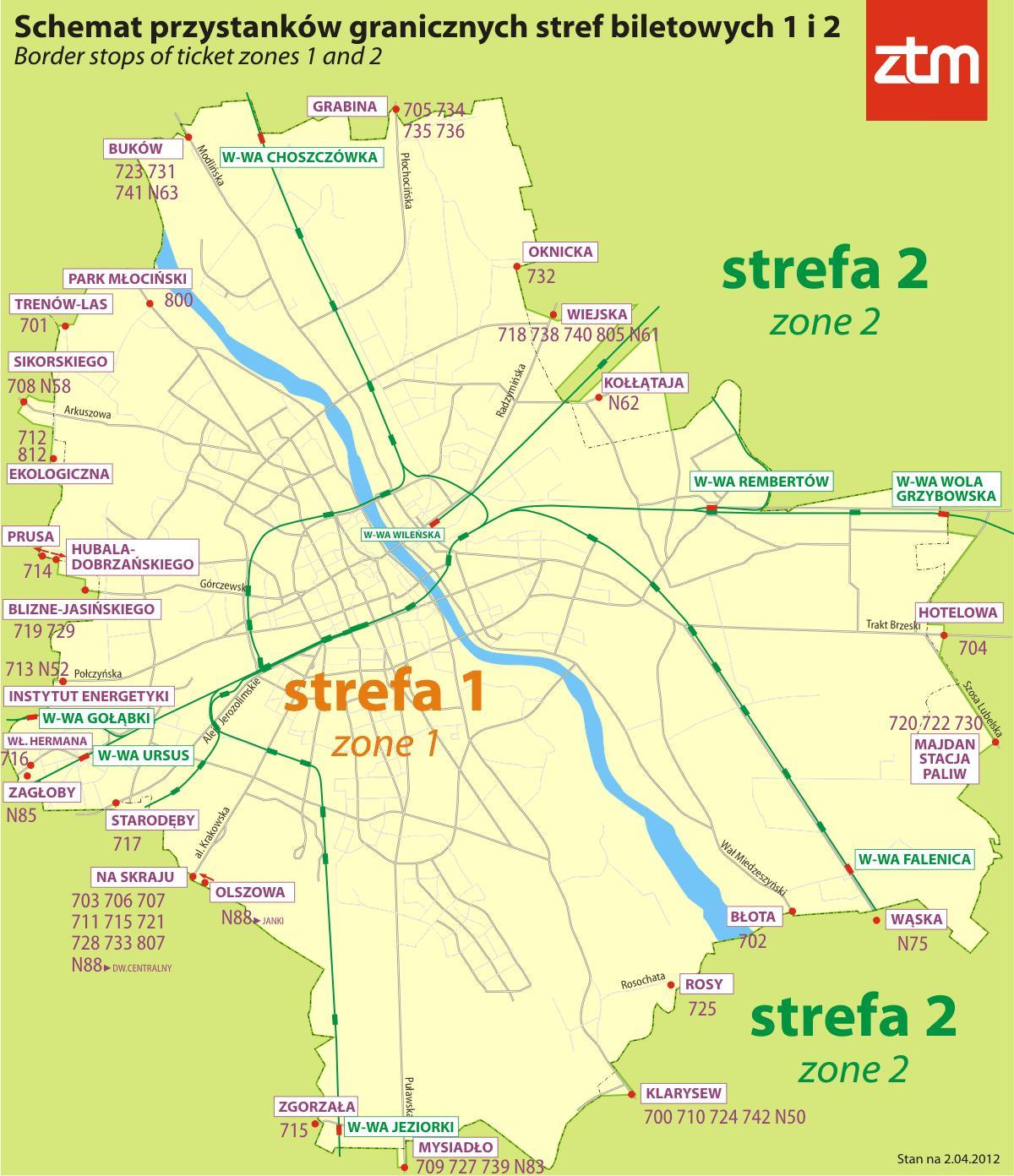 Žemėlapis Varšuvos zona 1 2 