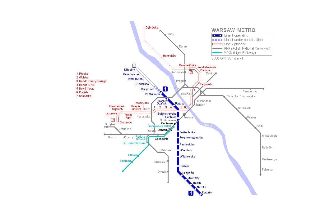 Varšuvos metro žemėlapis