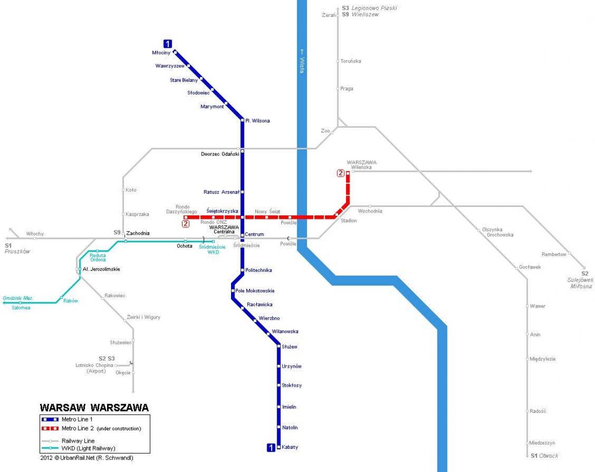 žemėlapis metro Varšuvoje