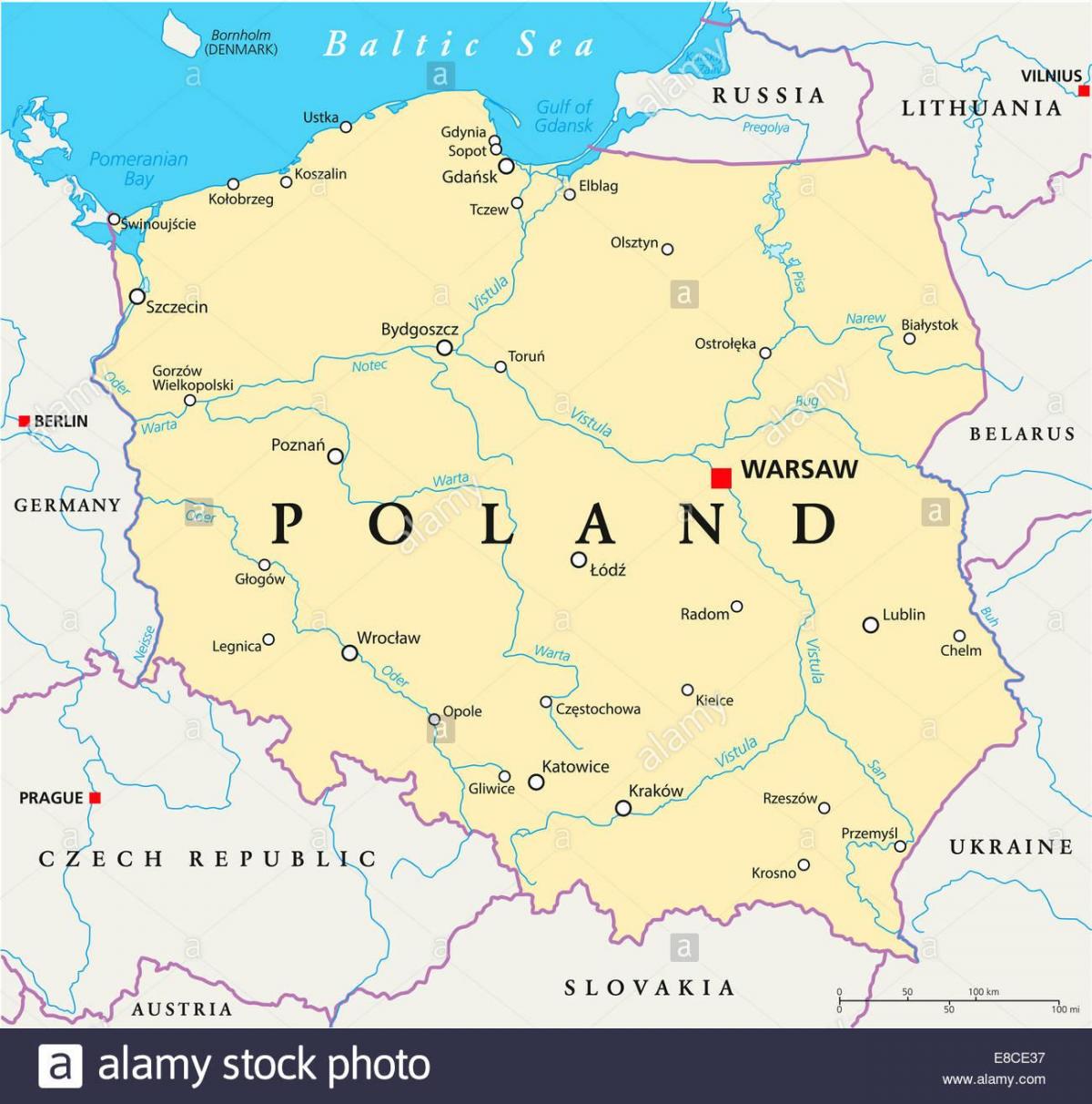 Varšuvos vietą pasaulio žemėlapyje
