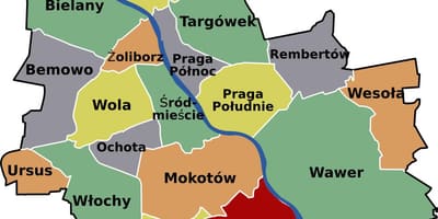 Žemėlapis Varšuvos apylinkėse 