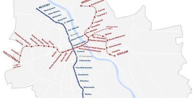 Žemėlapis Varšuvos metro 2016