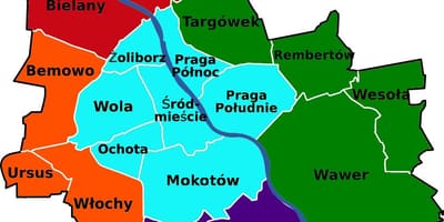 Žemėlapis Varšuvos apylinkėse 